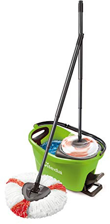 Vileda Turbo EasyWring & Clean Komplett Set, Wischmop und Eimer mit PowerSchleuder, grün