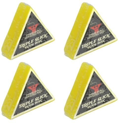 Dime Bag Hardware Triple Slick Scented Skateboard Curb Wax - Pocket Size Yellow 4-Pack for Skaters On The Go - Use on Curbs, Ledges and Rails at The Skate Park or in The Streets