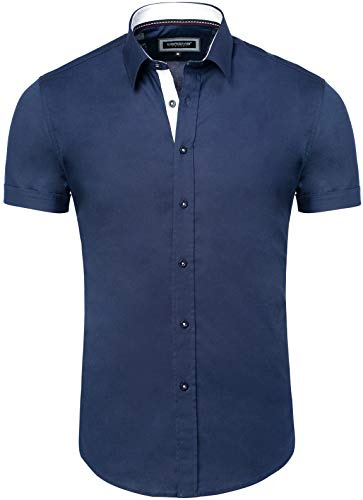 Carisma Camicia da uomo a maniche corte tinta unita S-5XL | Basic da uomo a maniche corte in 97% cotone | Camicia estiva da uomo in vestibilità regolare | Camicia a maniche corte per uomo e tempo