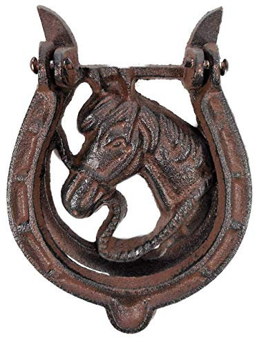 Trades Gusseisen Türklopfer Hufeisen Pferdekopf 16 x 11 cm Pferd Figur Deko GTT E103