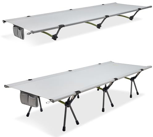 ATEPA Feldbett Klappbett Ultraleichtes Campingbett Klappbar Leicht Campingliege mit Tragetasche Tragbar Belastbarkeit Bis 150kg für Camping Zelten Outdoor Wandern Travel Office Schwarz 190x65x17/41cm