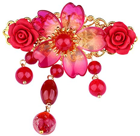 FRCOLOR Épingle à Cheveux Chinoise Fleur Rétro Barrettes de Cheveux Hanfu Gland Antique Frangé Pince à Cheveux Japonaise Kimono Cravate Cheongsam Coiffure pour Femmes Filles