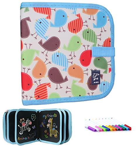 Imparate a scrivere la lavagna per bambini, con 12 penne colorate, Erasabble Reusable Exercise Book for Painting, 14 pagine
