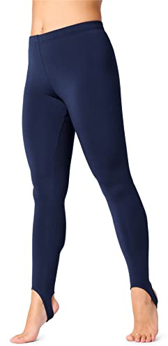 Bellivalini Mujer Leggings térmicos Leggings para Invierno con Forro Interior Caliente Polainas Mallas con Estribo BLV50-274 (Azul Oscuro, XS)