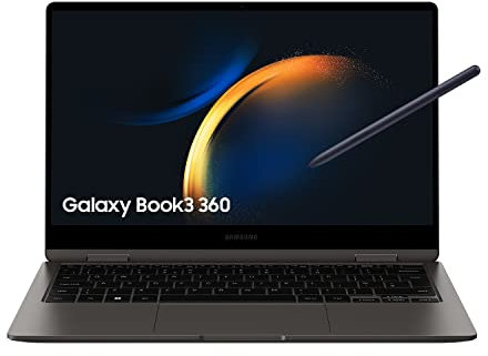 SAMSUNG Galaxy Book3 360 - Portátil convertible 13.3 WQXGA+ (Intel Core i5-1360P, 16GB RAM, 512GB SSD, Intel Iris Xe, Windows 11) Grafito - Teclado QWERTY español