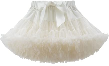 Alunsito Gonna Tutu Soffice per Bambina, Tutu a Strati da Principessa, Gonna Tutu in Tulle per Bambina, Gonna Tutu per Feste di Compleanno, Bianco sporco, 8-10 anni