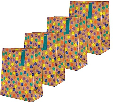 Hallmark Large Multi-Occasion Birthday Gift Bags - Pack of 4 in 1 Polka-Dot Design