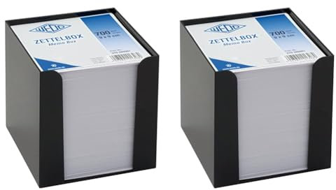 WEDO 270265001 Zettelbox Kunststoffbox (gefüllt, 9 x 9 cm, circa 700 Blatt) schwarz (Packung mit 2)