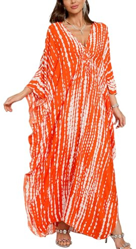 YouKD Vestido largo de verano estilo caftán, bohemio, amplio, para playa, vestido de talla grande para mujer, F Color 13, Altoa única