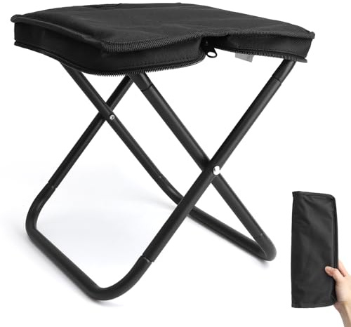 ZMDMAH Tabouret Pliant Portable, Noir Siège de Camping Portable Tabouret Pliable de Camping Mini Chaise Pliante Portable,Tabouret de Camping Pliable pour Jardin Plage Randonnée Pique Nique Voyage