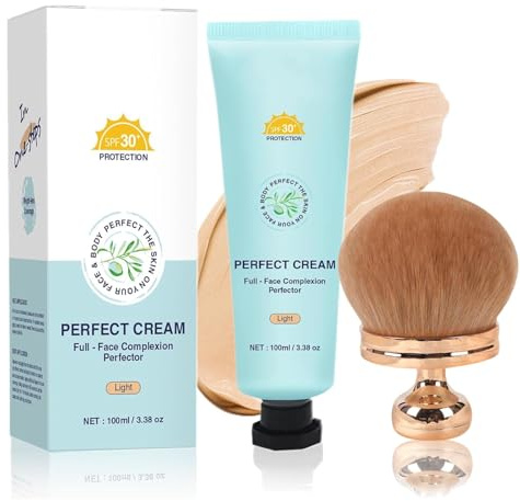 Body Coverage Perfector with SPF 30+, 12H Hydrating CC Cream, Full Coverage Foundation & Concealer Cream, Waterproof, Transfer-Resistant, Long-Lasting Skin Tint (Light)
