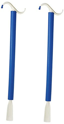 Veemoon 2pcs Dressing Sticks and Shoe Lifters Set Professional Plastic Dressing Poles for Elderly Handicapped and Pregnant Use Convenient Two-in-One Shoe Horn and