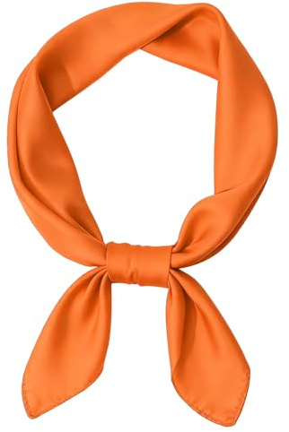 WHIPPY Damen Seidentuch Seide 70x70cm Mode Bandana Halstuch Kopftuch Schal für Damen Leicht Seidenschal, Orange