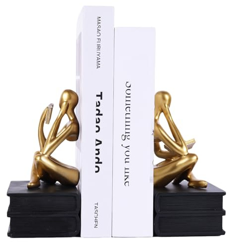 Figurine de lecture pour les amateurs de livres, cadeaux pour les lecteurs, les diplômés, les étudiants, les enseignants, décoration d'intérieur pour étagères, bureau, salon (noir/doré)