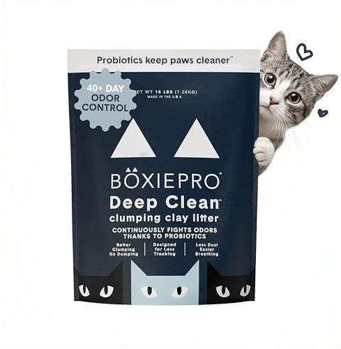 Boxie Probiotic Cat Litter, 40 Day Odor Control, Clumping Clay Kitty Litter, Odor Eliminating Probiotics, Dust-Free, No Fragrances No Fillers, 16 lb