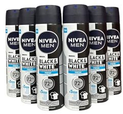 Pack de 6 desodorantes Nivea Men – Invisible Black & White Fresh – 150 ml