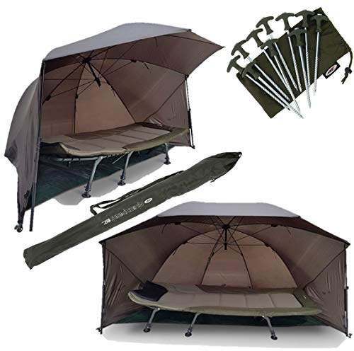 60 WATERPROOF BROLLY UMBRELLA CARP COARSE FISHING DAY SHELTER STORM SIDES POLES