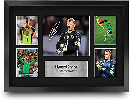 HWC Trading FR A3 Manuel Neuer Germany Gedruckte Erinnerungsstücke Signiert Autogramm Foto Display Für Fußball-Fans Und Unterstützer - A3 Eingerahmt