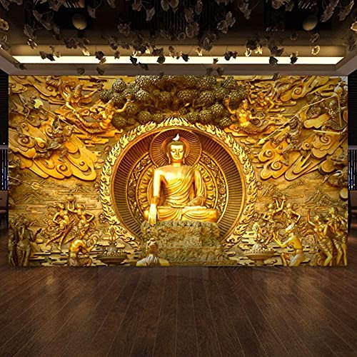 Moderne Fototapete Bacaz 3D Panel Glooden Buddha 3D Wallpaper Für Hintergrund Religion 3D Wallpaper Wandgemälde Gro 3d Tapete Wanddekoration fototapete wandbild Schlafzimmer Wohnzimmer-200cm×140cm
