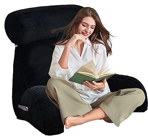 AMZZHAO Lesekissen Stützkissen Bücherkissen Bettruhekissen Rückenkissen Keilkissen Nackenkissen Dekokissen Fernsehkissen mit Armlehnen und Nackenstütze für optimalen Sitzkomfort