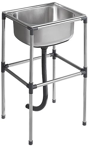 Évier de Cuisine Autonome, Evier Utilitaire en Acier Inoxydable, L'Évier de Bassin Évier À Cuve Unique, pour Extérieur Intérieur, Buanderie, Arrière-Cour, Garage (Size : 37x31x75cm/14.5x12.2x29.5in)