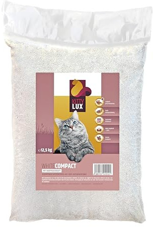 KITTYLUX KittyLux klumpende Katzenstreu White Compact 2x12,5kg mit Babypuderduft für Sensible Katzen, Klumpstreu 100% Naturbentonit, Feste Klumpenbildung, schnelle Geruchsbildung, geringer Verbrauch