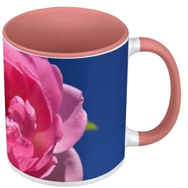 Tasse, Farbe Premium Qualität, Rosa – Blume der Pfingstrose Rosa – Tasse mit Henkel und farbigem Innenfutter