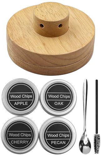 Tiardey Kit de ahumador de cócteles con 4 virutas de Madera Kit de ahumador de Whisky para cócteles Vino Whisky Bourbon