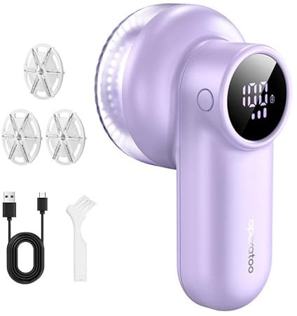 Togli Pelucchi Elettrico, levapelucchi elettrico a 3 velocità, display LED, rasoio levapelucchi a 6 lame per rimuovere velocemente pelucchi da vestiti, mobili, maglioni, divani, coperte