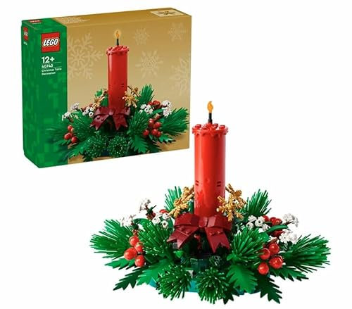LEGO Christmas Table Decoration - Building Toy incl. a Candle, Red Berries, Golden Stars and Foliage for Festive Decor - Fun Family Activity - Gift for 12+ Year Old Girls, Boys & Teens - 40743