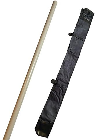 TEKKA BUDO Set BO Stab Buche mit Waffentasche - 182 cm Holz hell - Langstock aus Buche - Kobudo, Aikido, Kampfsport, BO Jutsu, Bujinkan