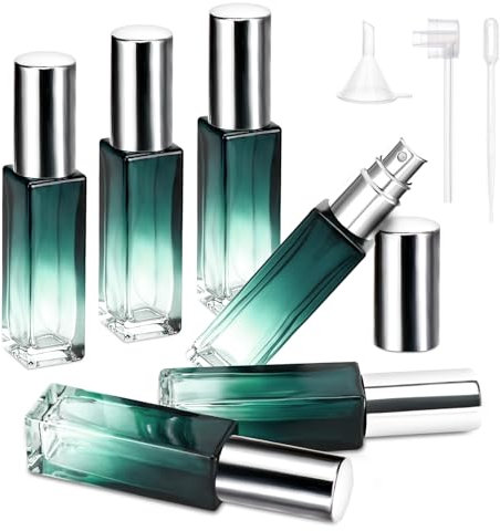 Pavlleen 6 Stück Perfume Parfümzerstäuber Nachfüllbar 10ml, Parfum Zerstäuber für Unterwegs, Leer Reise Parfüm Zerstäuber, Glasparfümfläschchen mit Trichter Tropfer für Parteien Männer und Frauen