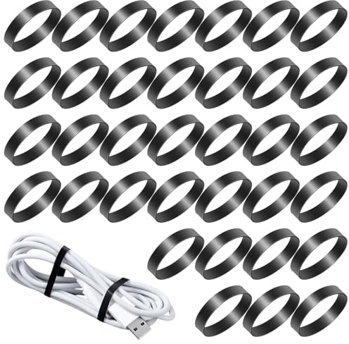 100 elastici in gomma siliconica, diametro 25 mm, colore nero, piccoli, elastici piatti per cavi, riutilizzabili, resistenti, resistenti, per avvolgere cavi