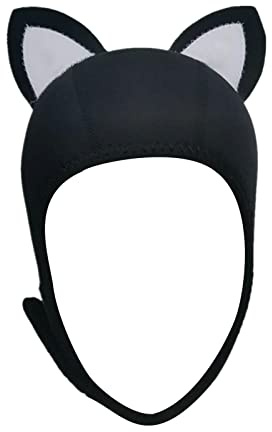 KBOLAE Gorro de buceo con orejas de gato para mujeres y niños, accesorio para deportes acuáticos, color blanco, talla L, negro y blanco