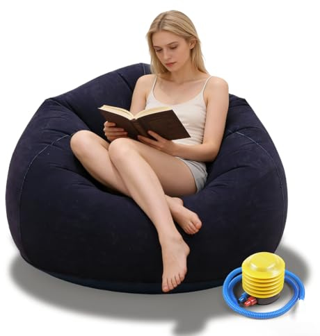 Aufblasbarer Sitzsack, Aufblasbares Stuhl-Sofa, Aufblasbare Sitz-Gaming-Liege, Aufblasbare Sofa-Couch, Aufblasbarer Lounge-Sessel, Tragbare Aufblasbarer Stuhl, für Wohnzimmer, Schlafzimmer (blau)