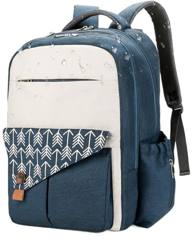 Genérico Sac à dos à pour femme - Grand imperméable pour | pour maman et papa | Pour poussette double couche | Tote de imperméable de grande capacité avec port de voiture, Bleu