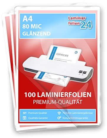 XLam Laminierfolien A4-2 x 80 Mic - glänzend - 100 Stück - PREMIUMQUALITÄT FÜR PERFEKTE LAMINIERERGEBNISSE