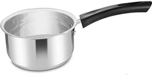 Penguin Home Stainless Steel Milk Pan 14cm Unique Pouring Lips/Suitable for Induction, Ceramic, Gas & Electric Hobs with Cool Touch Handle/Versatile Cooking Pot/Saucepan/Small Milk Pot/Dishwasher Safe