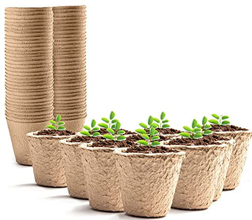 Keplin 96 Pack Biodegradable Planting Pots for Seeds 5x6cm, Compostable Seed Pots for Seedling Growth, Small Plant Pots for Easy Transplant, Eco-Friendly Choice for Garden, Greenhouse
