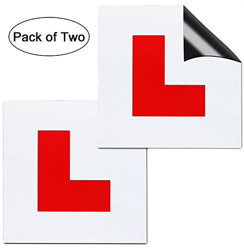 Grablo Pack of 2 Fully Magnetic L Plates for New Car Drivers - Protect Car Paint - 1mm Extra Thick - Water Proof