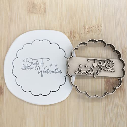 Frohe Weihnachten cookie cutter Fondant Keksstempel/Ausstechform keksausstecher PLA ca.8cm