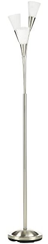 HOMCOM 3-Light Upright Floor Lamps for Living Room, Modern Standing Lamp for Bedroom with Steel Base, Bulb not Included, Silver