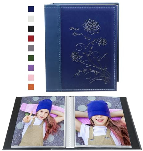 Miaikoe litet fotoalbum 6 x 4 2 paket, varje paket innehåller 50 vertikala bilder, slip in toppmatade fotoalbum endast 10 x 15 cm för förvaring av konstverk eller vykort (blå)