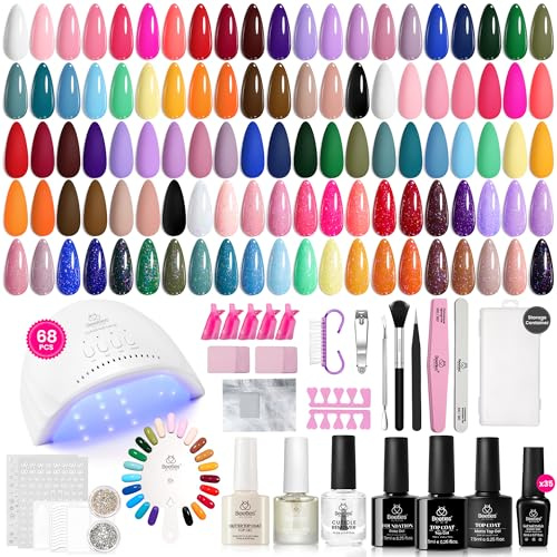 Beetles Gel Nail Polish Kit with UV Light 68 Pcs Emotional Spectrum 35 Colours Gel Polish Nail Kit with Base and Matte&Glossy Top Coat Soak Off All Season Manicure Tools Gifts for Her