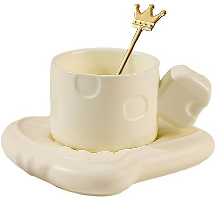 CAPIJIONG 250ml Cream Ceramic Mug Simple Afternoon Tea Coffee Cup Set for office home restaurant cafe teahouse-milky white