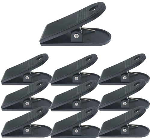 Clip in plastica, per raccoglitori di documenti, 58 mm, accessori per ufficio e scuola, con molla resistente, confezione da 10, colore nero