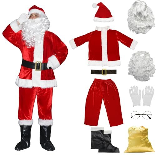MYSTELLA Déguisement de Père Noël pour Hommes Costume Vêtement de Père Noël Adulte Homme（XL
