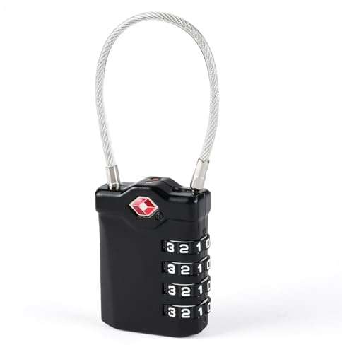 Flintronic Cadenas à Code 4 Chiffres, Serrures à Bagages TSA avec Alarme D'ouverture, Cadenas Valise à Combinaison avec 14cm Câble pour Sacoche