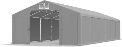 DAS COMPANY Lagerzelt 8x12m wasserdicht grau Zelt 560g/m² PVC Plane hochwertig Zelthalle Winter SD - Zeltgarage - Pavillon - Zeltgarage Winterfest - Lagerzelt Winterfest - Lagerhalle - Winterzelt
