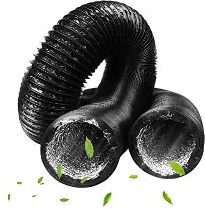 JSIXASO frånluftsslang ventilationsslang längd 6 m – 150 mm aluflex-rör flexrör ventilationsrör för frånluftsfläkt, badrum, hydroponik (150 mm x 6 m)